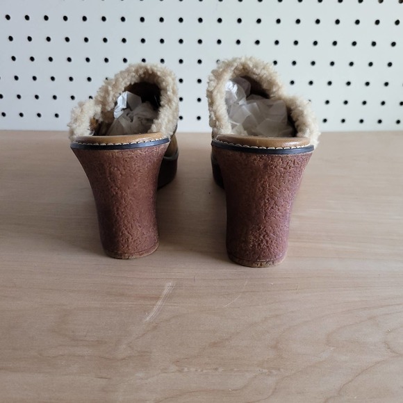 90s Y2k Suede Clog Mules Sherpa Buckle Size 9 - Picture 4 of 8